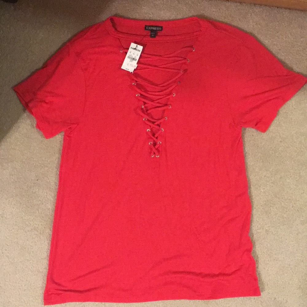 Express lace up front tee